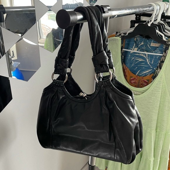 COACH PARKER BLACK LEATHER SATCHEL SHOULDER BAG - Picture 6 of 9